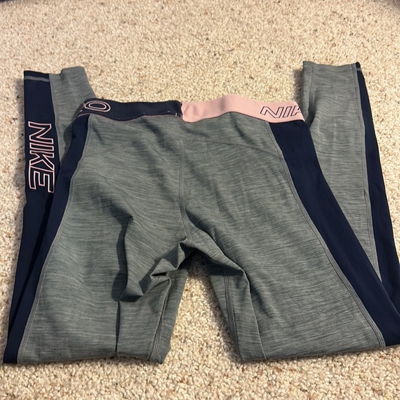 Nike Dri-Fit Pro Full Length Grey and Navy Leggings - Picture 3 of 8